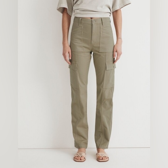 Madewell Pants - Madewell 90s Straight Cargo Pant Womens Size 25 Sand Dune Tan Cotton Herringbone